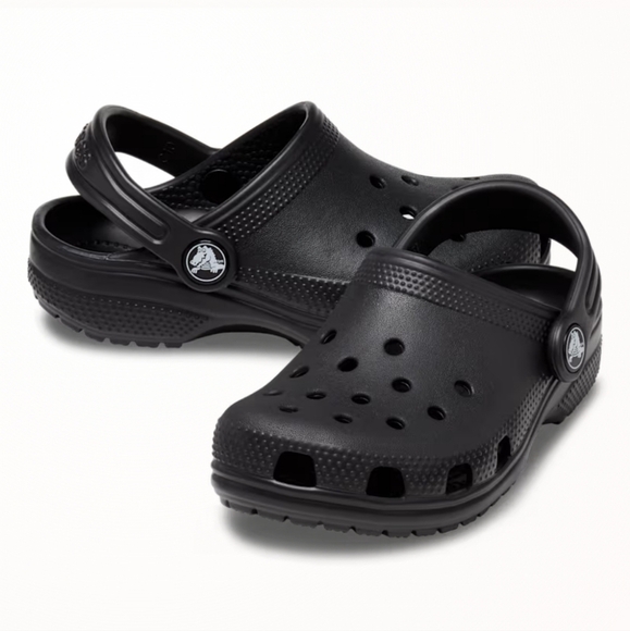 CROCS Classic Kids Black Ventilated Clogs - Picture 1 of 6